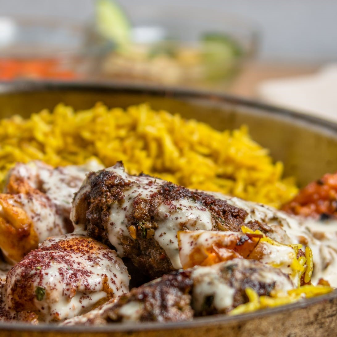 1/2 KAFTA &1/2 CHICKEN WITH RICE Dish